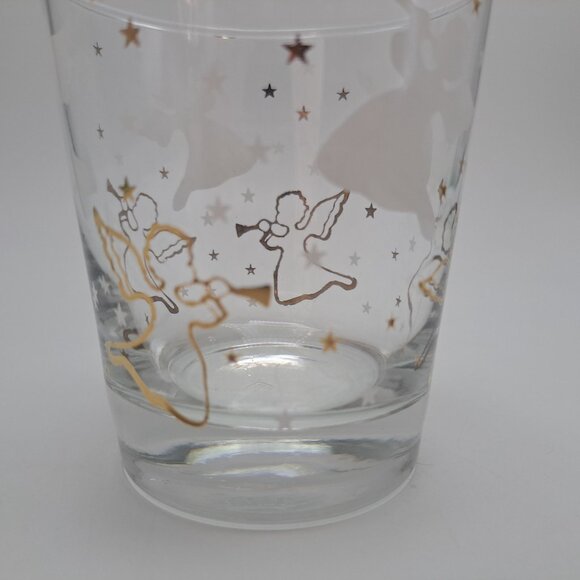 Anchor Hocking Clear Glass Gold White Angel and Star Design Mid-Century Modern - Picture 6 of 13